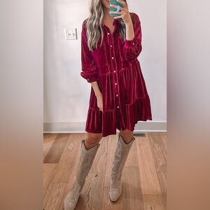Aura deep plum velvet dress size‎ small